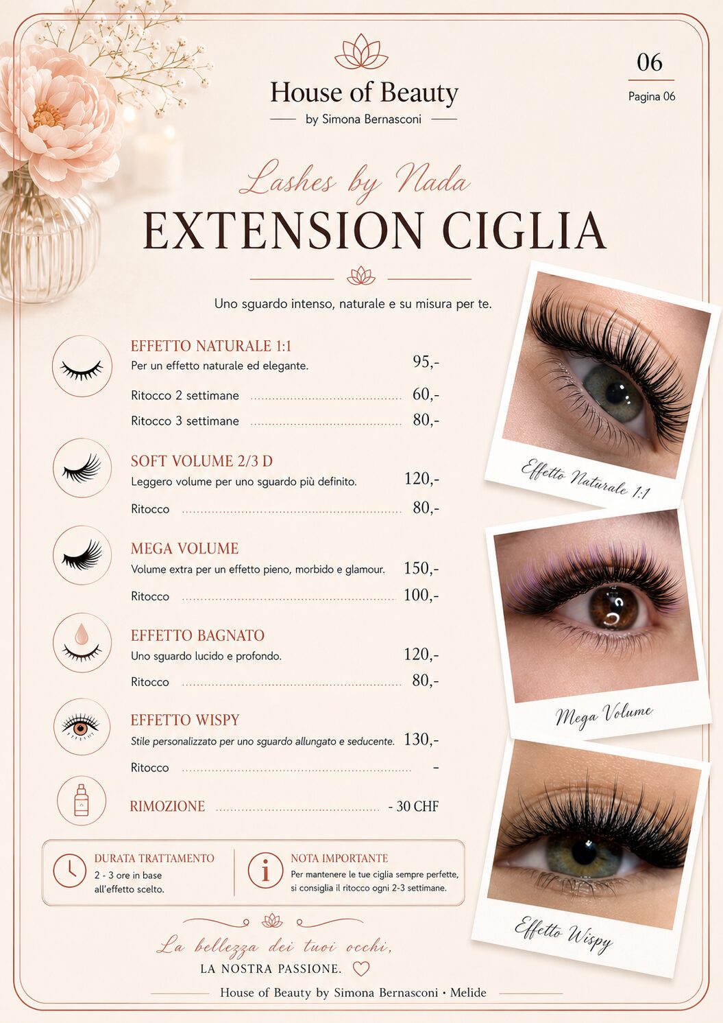 Listino House of Beauty extension ciglia