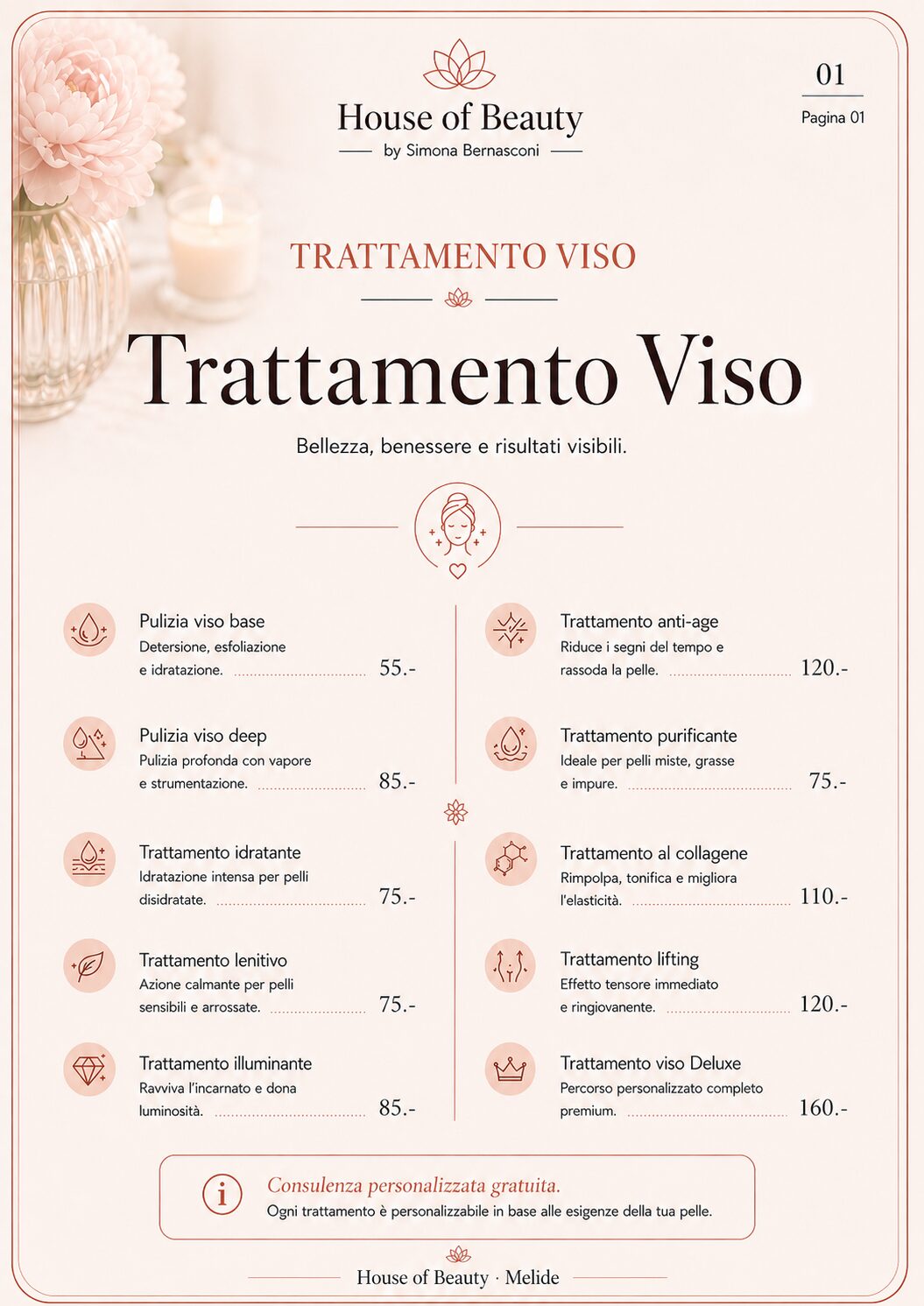 Listino House of Beauty trattamento viso